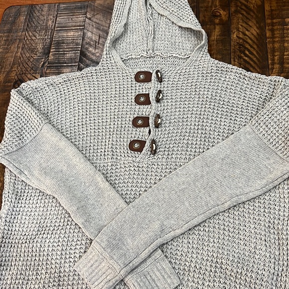 Quality Wear Sweaters 2x Gray Hooded Large Knit Comfy Stretch Knit